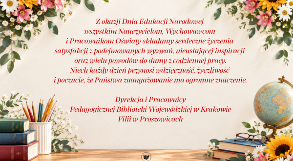 grafika z życzeniami z okazji Dnia Edukacji Narodowej